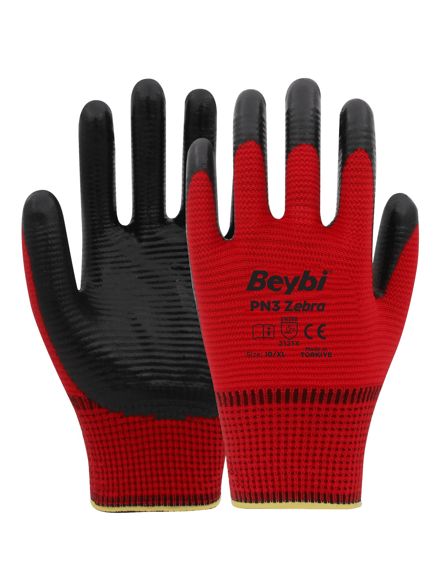 Beybi PN3 Zebra Nitril Kaplı Polyester Eldiven