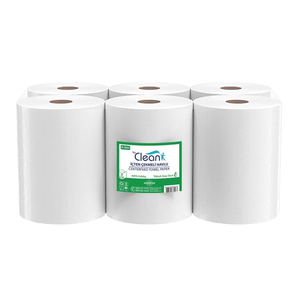 Rulopak By Clean İçten Çekmeli Kağıt Havlu 2 Katlı 58M 6'Lı Paket 3,5 Kg
