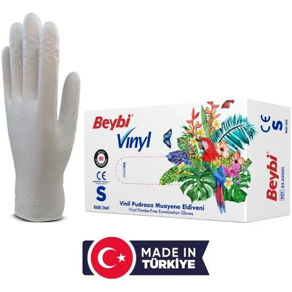 Beybi Pudrasız Vinil Muayene Eldiveni - 100'lük Kutu