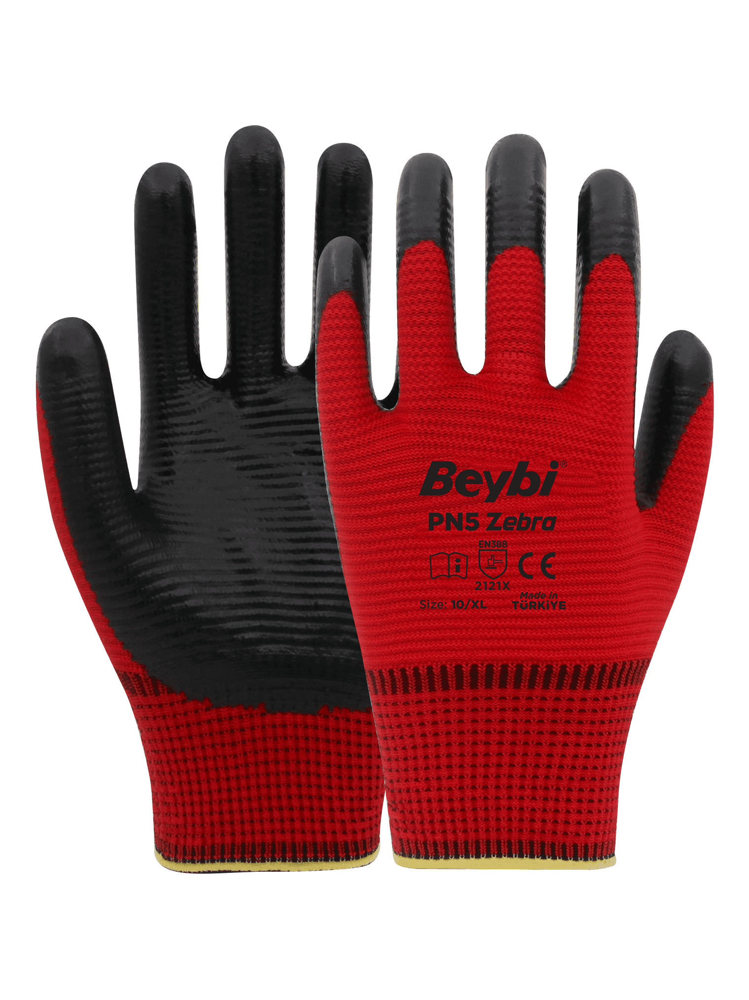 Beybi PN5 Zebra Nitril Kaplı Polyester Eldiven