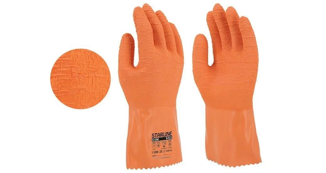 Starline E-530 Kimyasal Daynımlı DOĞAL KAUÇUK KORUYUCU İŞ ELDİVENİ 100° Isıya Dayanıklı