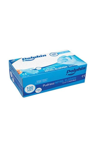 Dolphin Pudrasız Mavi Nitril Eldiven (100 Adet-Kutu)
