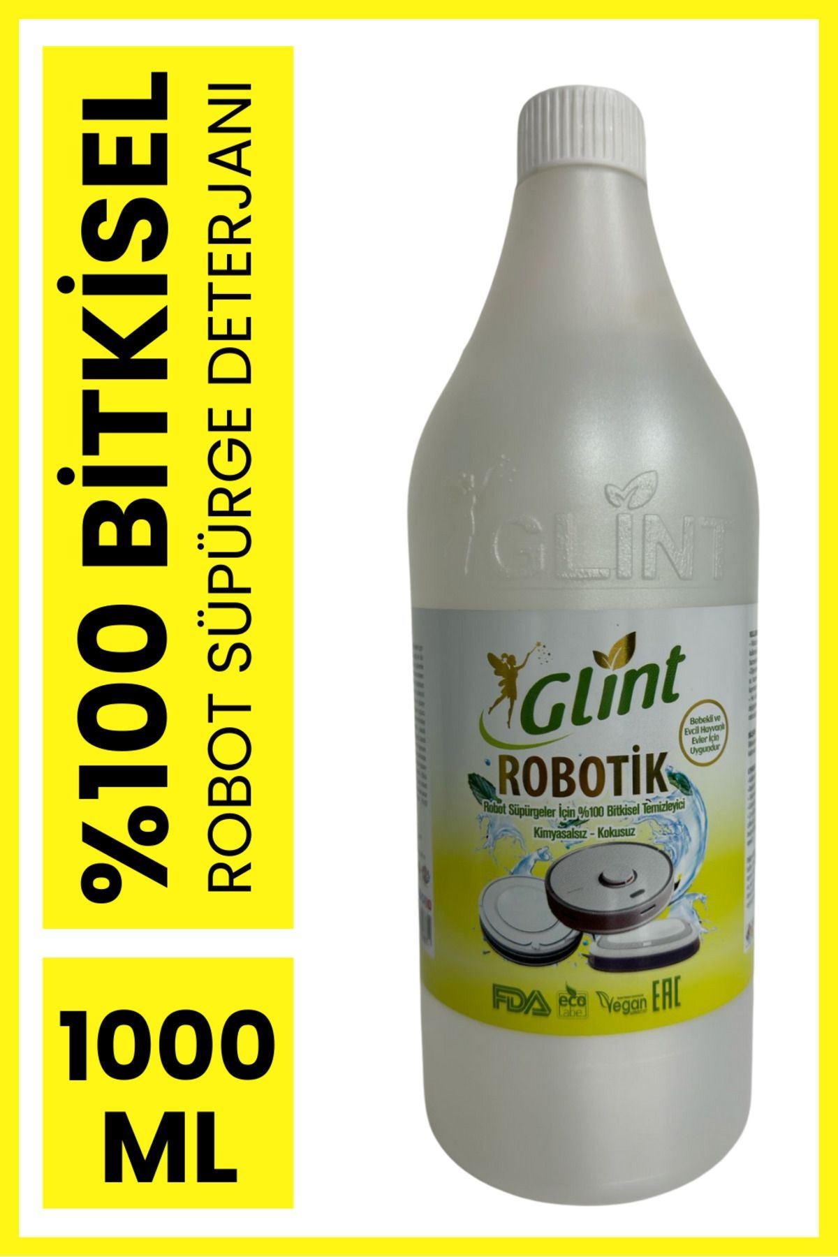 Glint Robotik 1 Litre %100 Bitkisel Akıllı Robot Süpürge Deterjanı Yerli Üretim Temizleyici