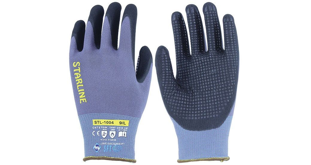Starline STL-1004 1/2 Köpük Nitril Kaplı Naylon+Spandeks Astarlı Avuç İçi Puan Takviyeli 100° Isı Temasına Dayanıklı Eldiven