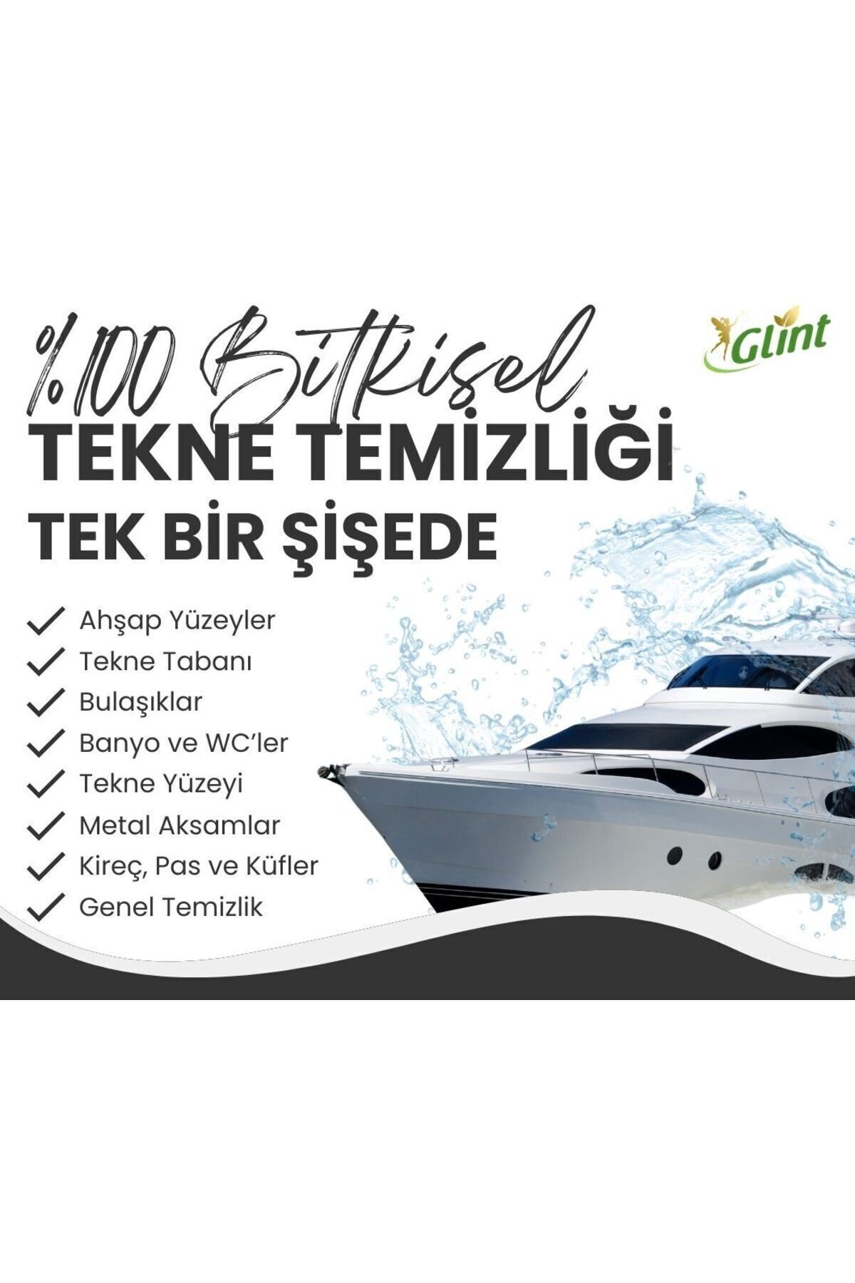 Glint Marine 1 Litre Bitkisel Kimyasalsız Tekne Yüzey Temizleyici Kokusuz Sprey