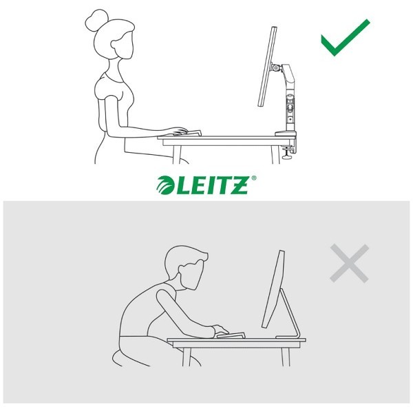 Leitz ERGO İkili Monitor ve Laptop Kolu Koyu Gri