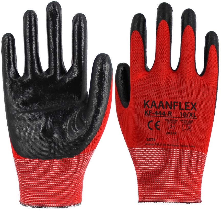 Kaan Flex KF-444-R Kırmızı Siyah Nitril İş Eldiveni [10XL]