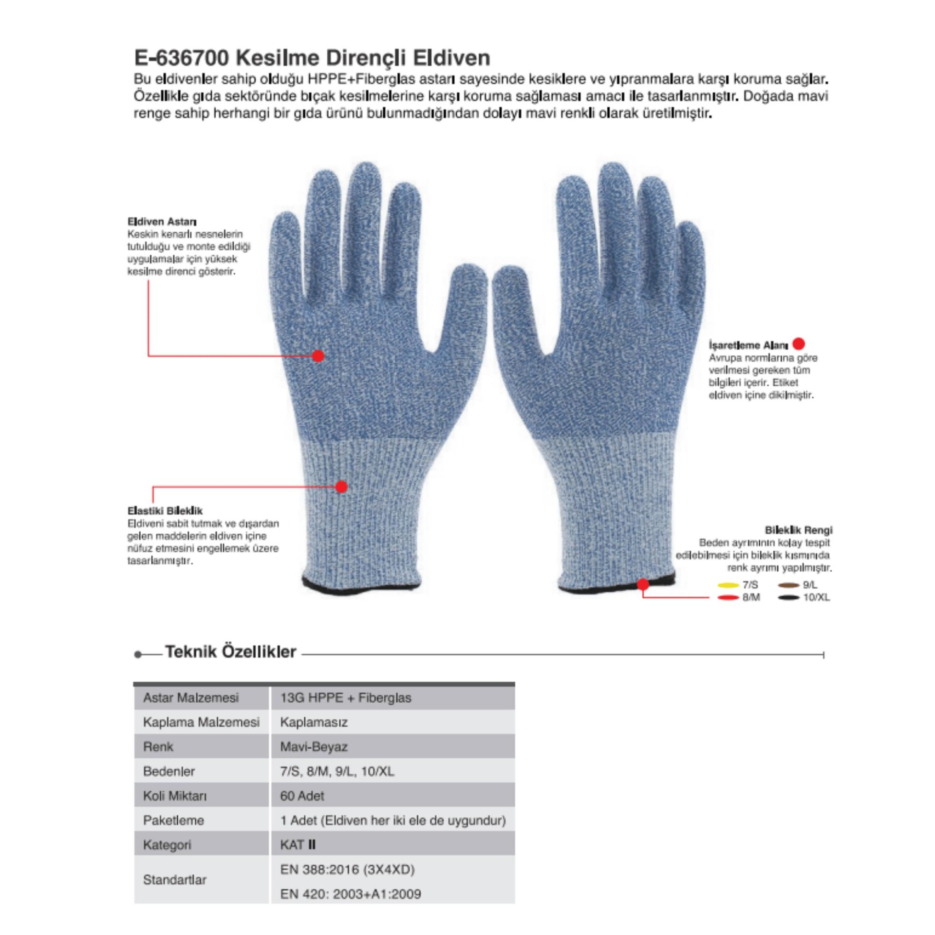 Starline E-636700 HDPE Kaplı Gıda Temasına Uygun 15G Naylon+Likra Astarlı D Kesilmez