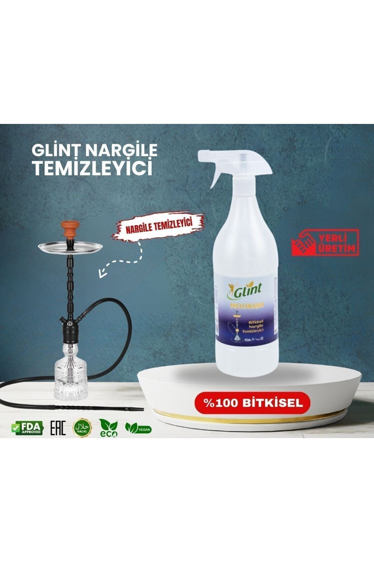 GLİNT Hookah 1 Litre %100 Bitkisel Nargile Temizleyici Marpuç Harbisi Dezenfektan Sprey