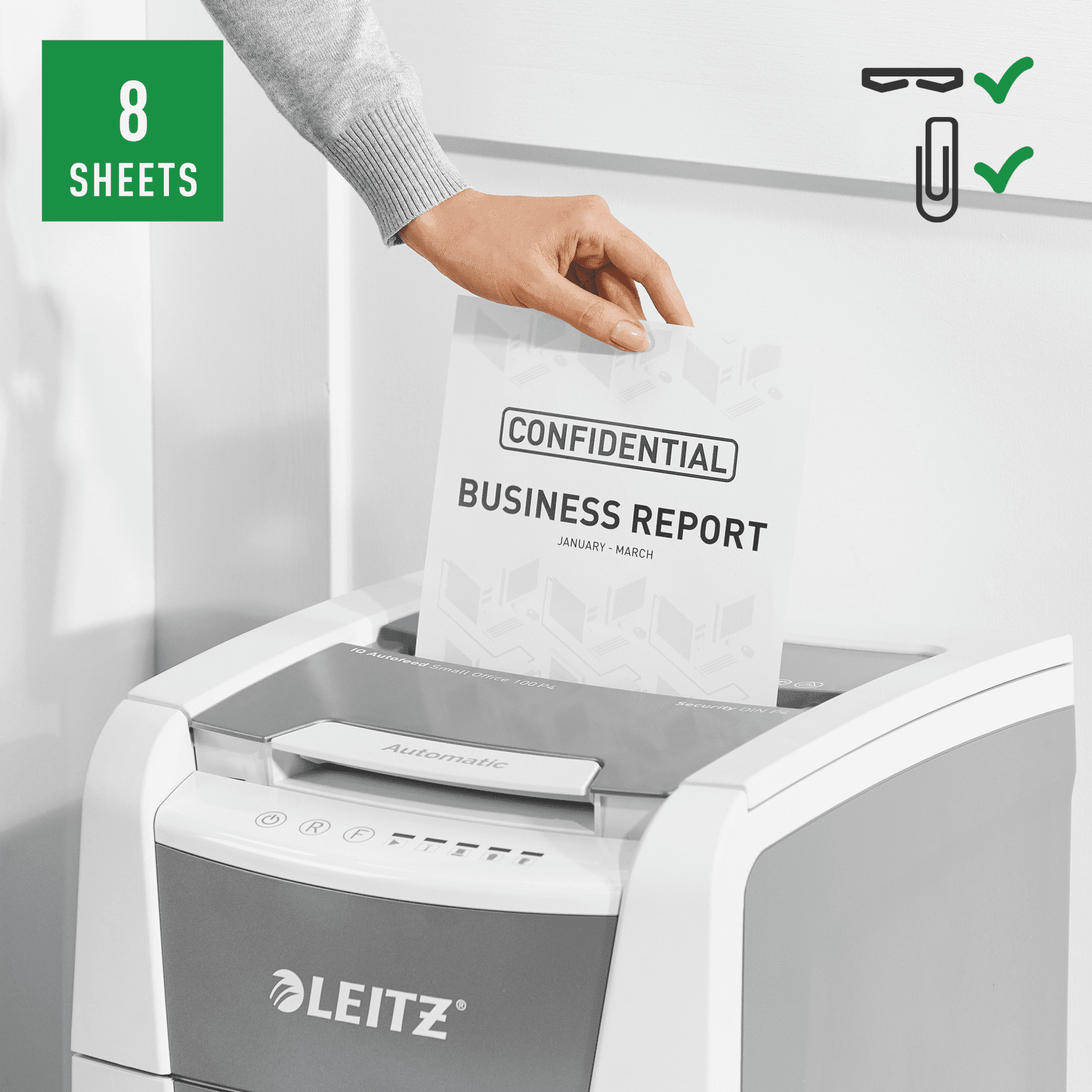 Leitz IQ Autofeed Küçük Ofis 100 Otomatik Evrak İmha Makinesi P4