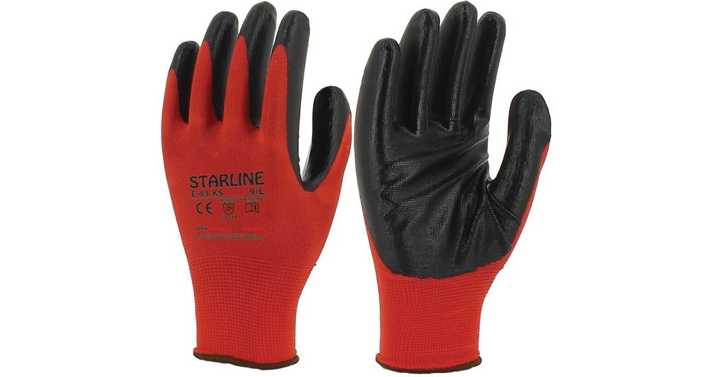 Starline E-43-KS 1/2 Nitril Kaplı İş Eldiveni Kırmızı