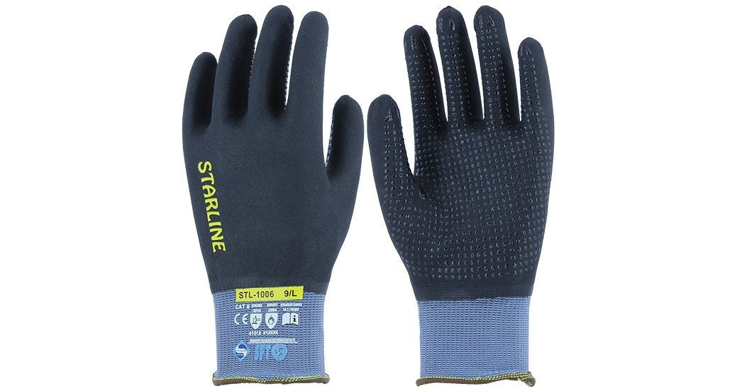 Starline STL-1006 4/4 Köpük Nitril Kaplı Naylon+Spandeks Astarlı Avuç İçi Puan Takviyeli 100° Isı Temasına Dayanıklı Eldiven