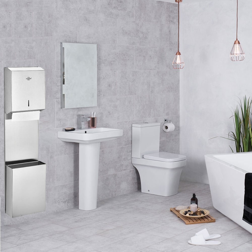 Rulopak Z Katlama Kağıt Havlu Dispenseri 400'Lü + Paslanmaz Çöp Kovası 9 L Kombi Set