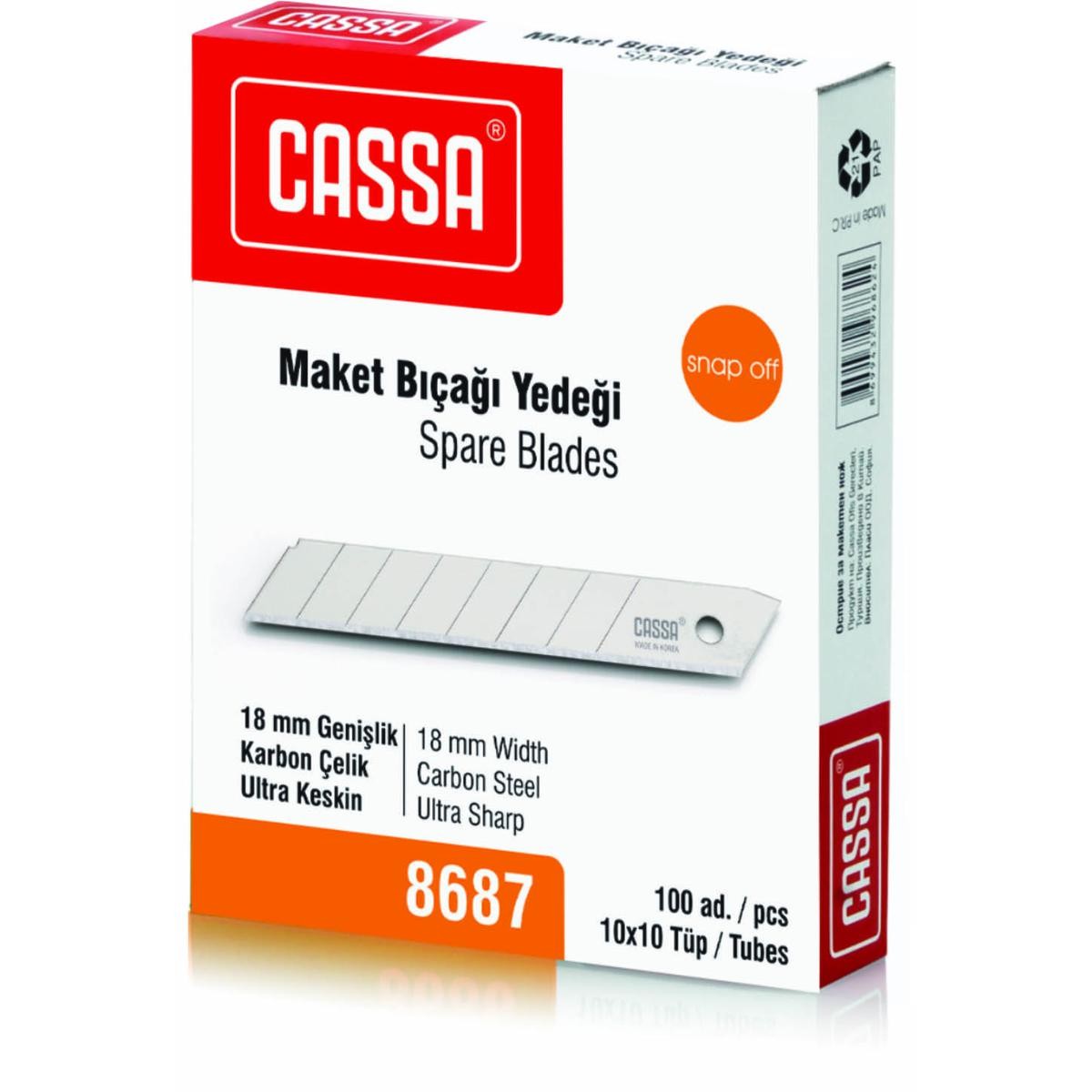 Cassa 8687 Maket Bıçağı Yedeği 10'lu 18Mm