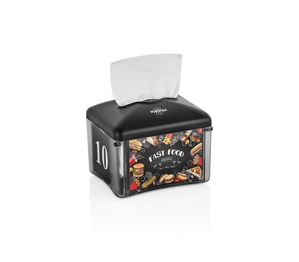 Rulopak Reklamlı Mini Peçete Dispenseri Siyah