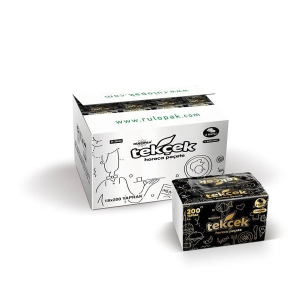 Rulopak Tekçek Horeca Dispenser Peçete 2 Katlı 200 Yaprak 18'Li Paket
