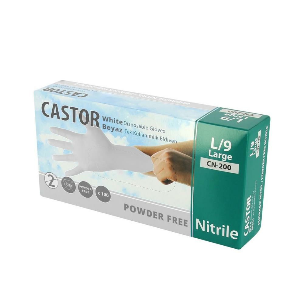 Starline Castor CN 200 Beyaz Nitril Tek Kullanımlık Eldiven 100'lü Paket
