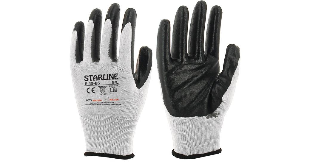 Starline E-43-BS Beyaz Siyah Nitril Eldiven