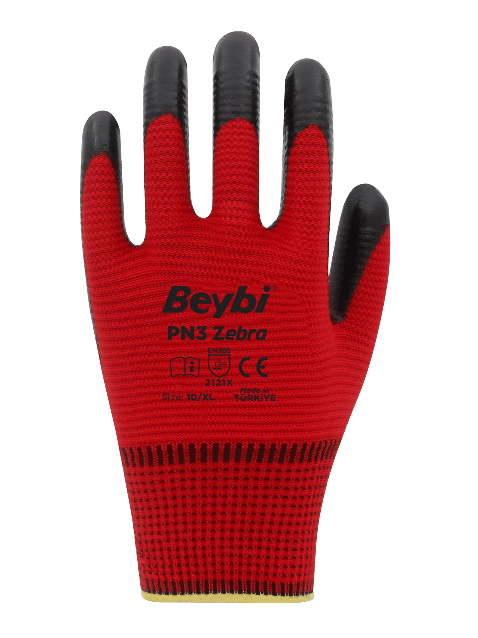 Beybi PN3 Zebra Nitril Kaplı Polyester Eldiven
