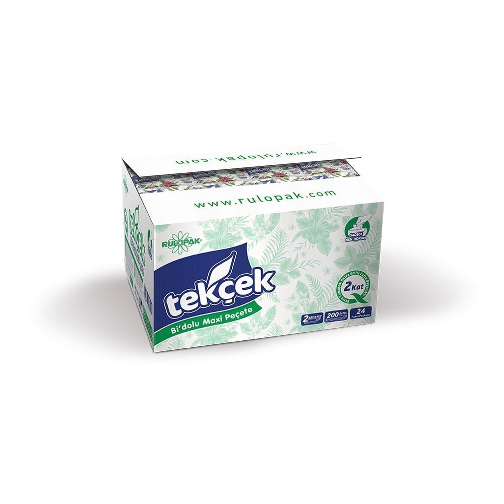 Rulopak Tekçek Bi'Dolu Maxi Peçete 2 Katlı 200 Yaprak 24'Lü Paket