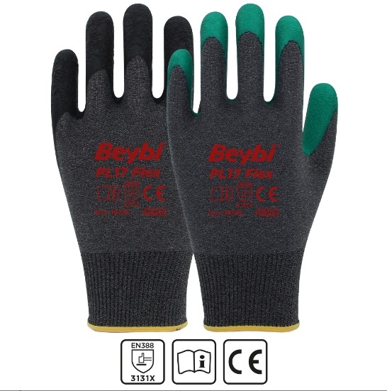 Beybi PL17 Flex Lateks Kaplı Polyester Likralı Eldiven
