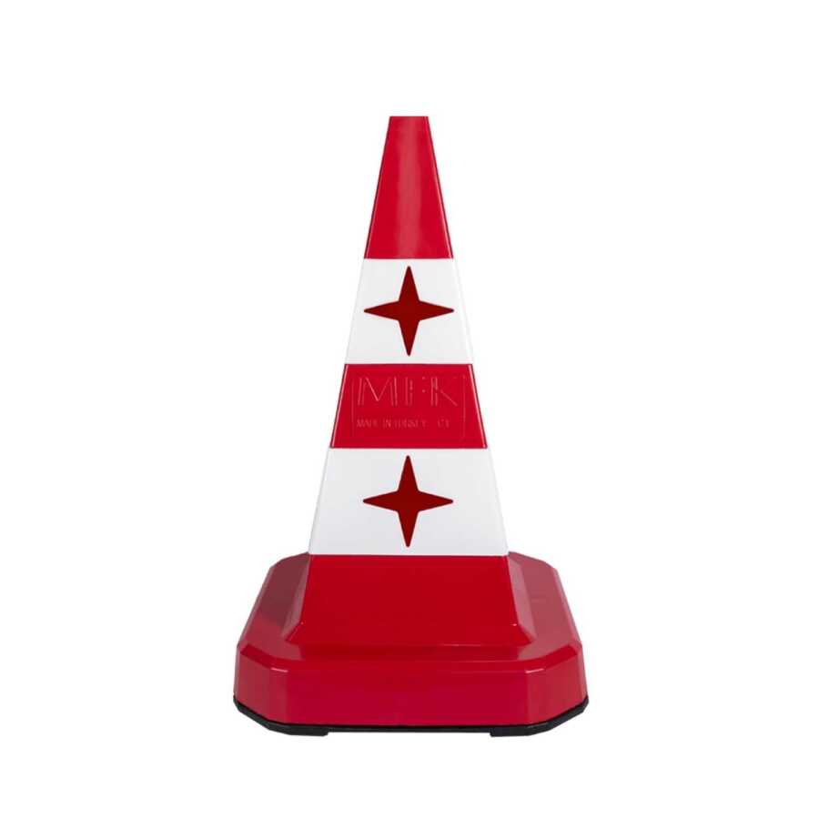 Trafik Konisi - Tabanı Ağırlıklı ve Kedi Gözlü Tip Reflektörlü / 57,5 cm