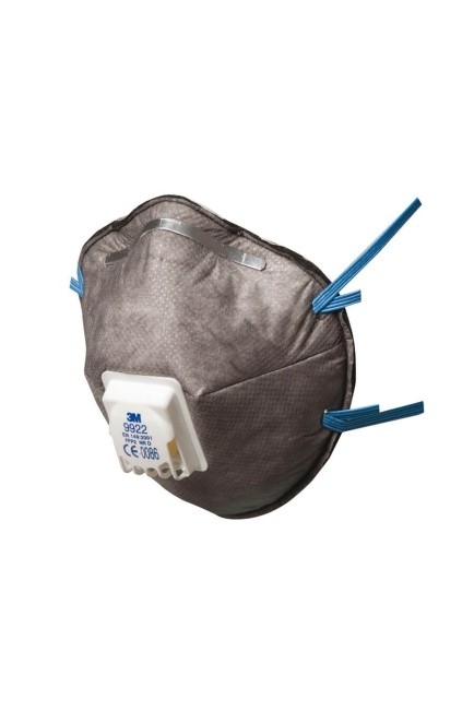 3M 9922 FFP2 Ventilli Aktif Karbonlu Organik Gaz, Toz ve Sis Maskesi (10 Adet-Kutu)