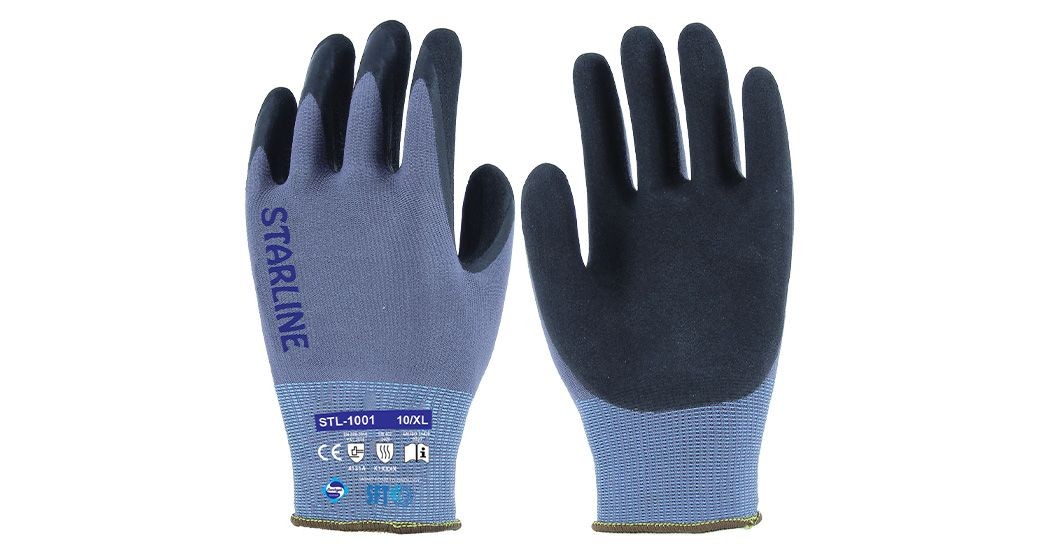 Starline STL-1001 1/2 Köpük Nitril Kaplı Naylon+Spandeks Astarlı 100° Isı Temasına Dayanıklı KORUYUCU İŞ ELDİVENİ