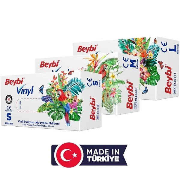 Beybi Vinil Pudrasız Muayene Eldiven MDR 100'lük Kutu
