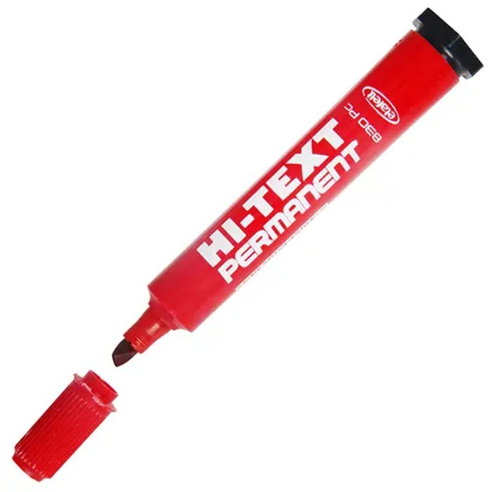 Hi-Text 830B Koli Kalemi Kesik Uçlu Permanent- Kırmızı