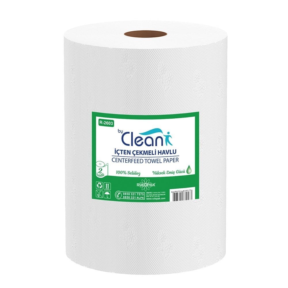 Rulopak By Clean İçten Çekmeli Kağıt Havlu 2 Katlı 58M 6'Lı Paket 3,5 Kg