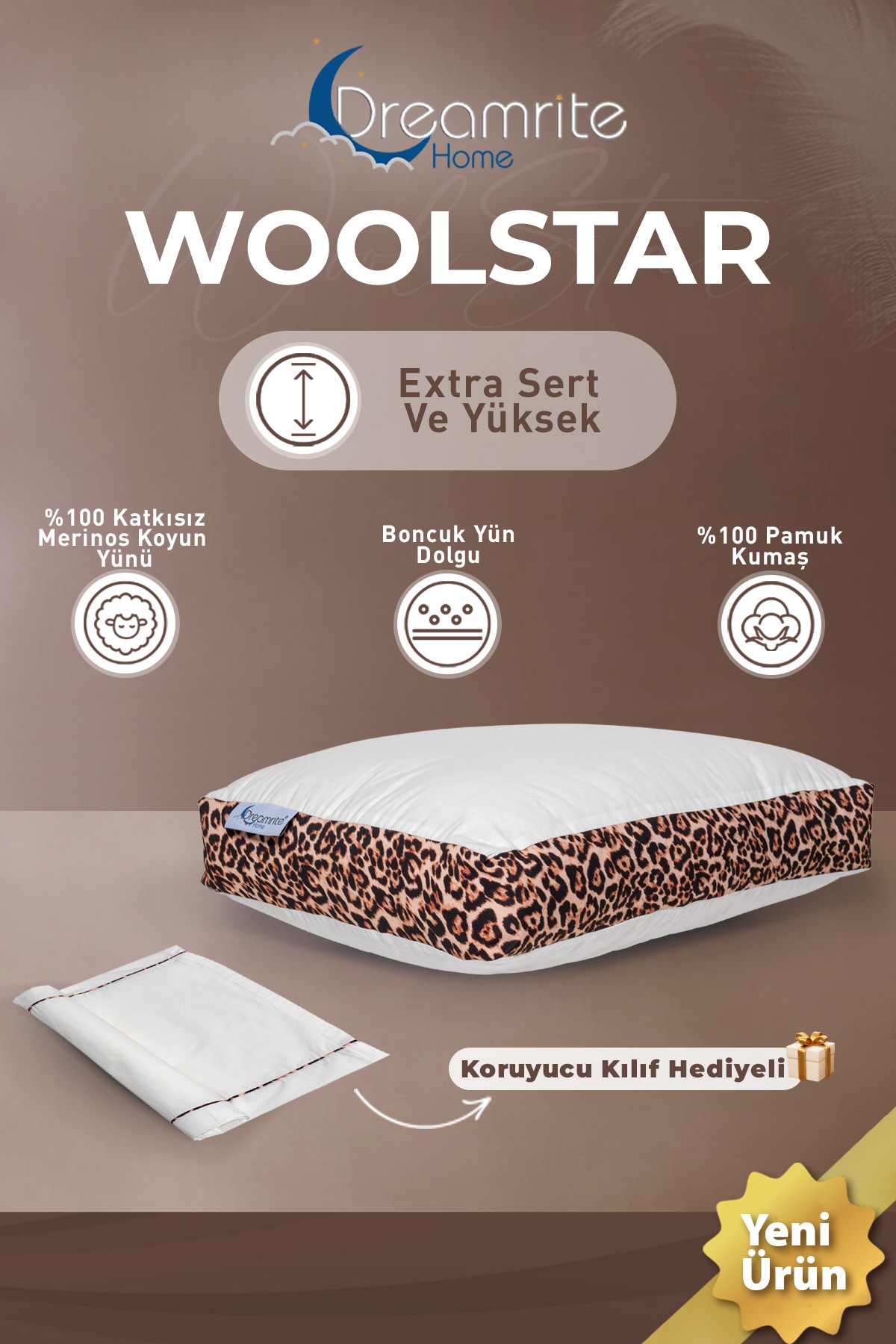 Woolstar Extra Sert ve Yüksek Merinos Boncuk Yün Yastık