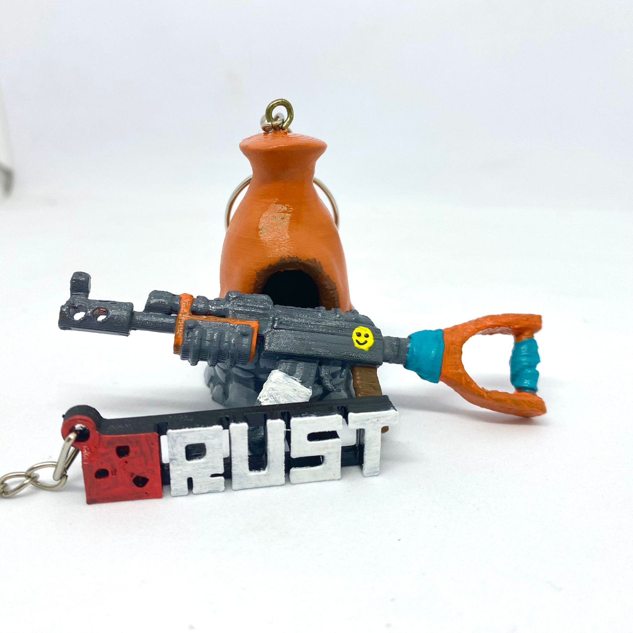 Rust Game Keychain Set Ak Furnace and Logo