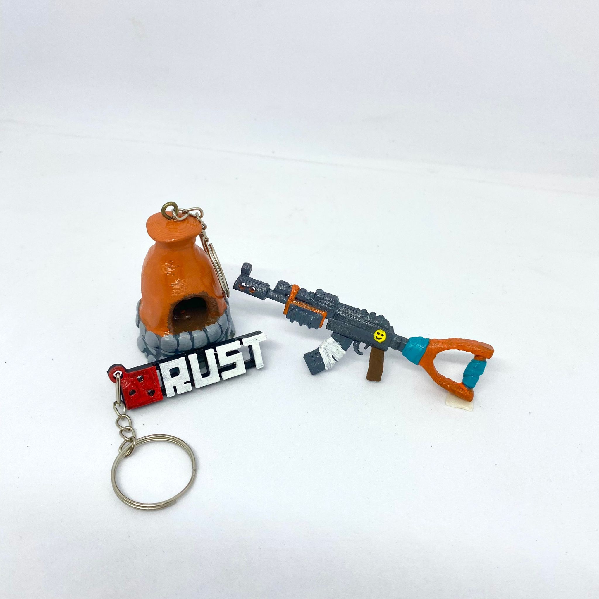 Rust Game Keychain Set Ak Furnace and Logo