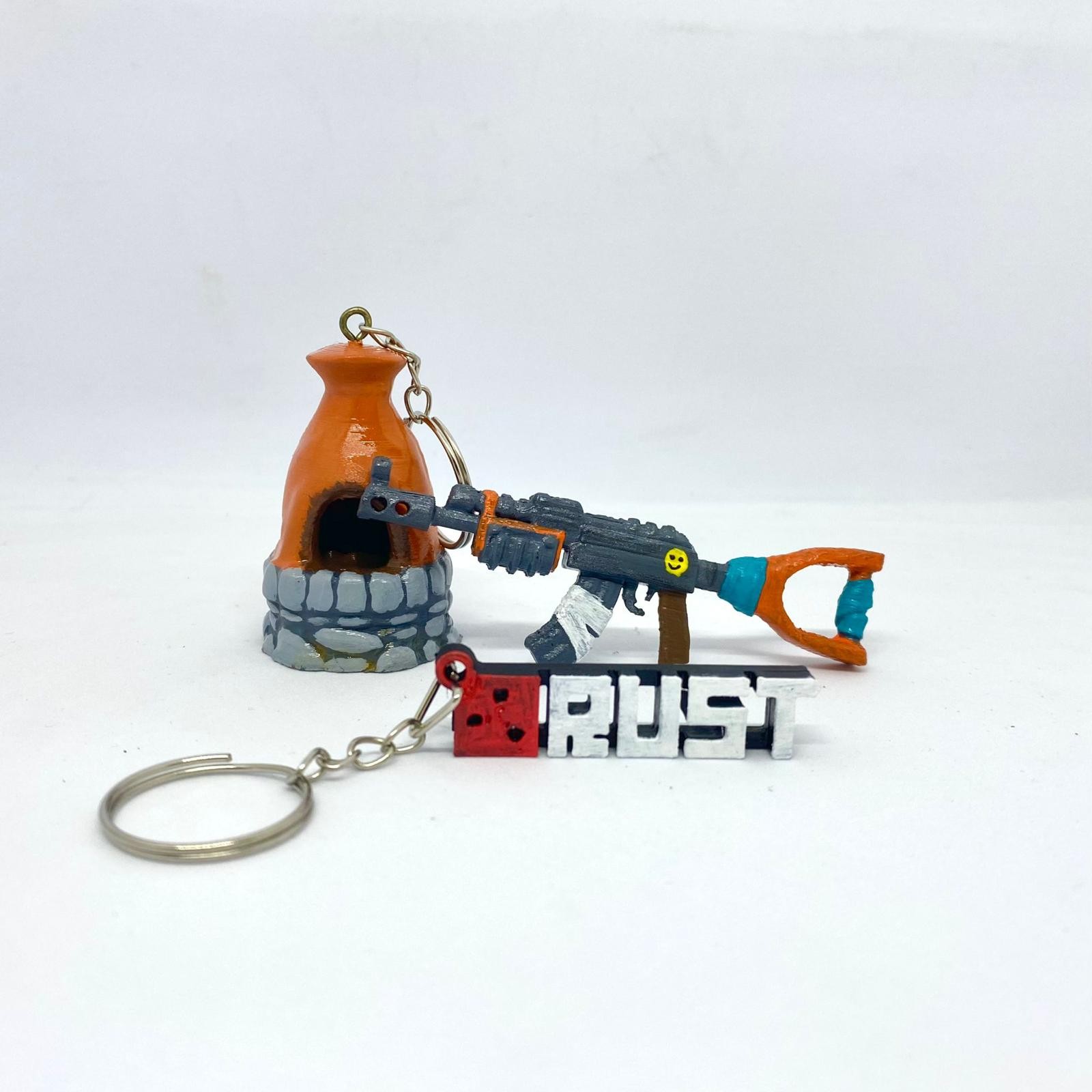 Rust Game Keychain Set Ak Furnace and Logo