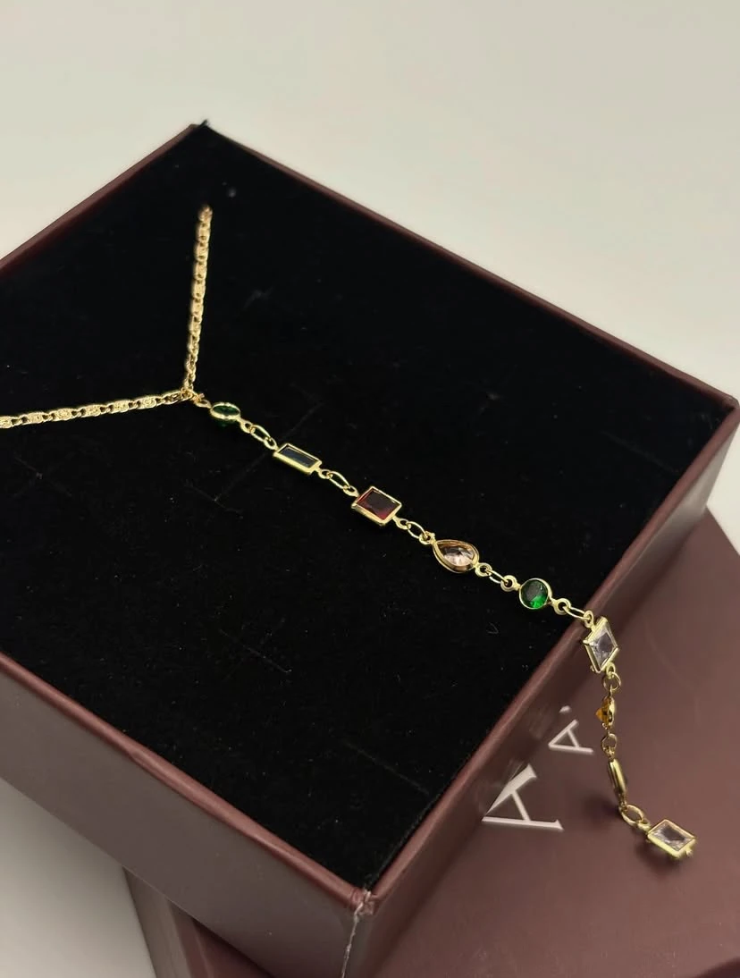 Doğal Taş Renkli Y Kolye