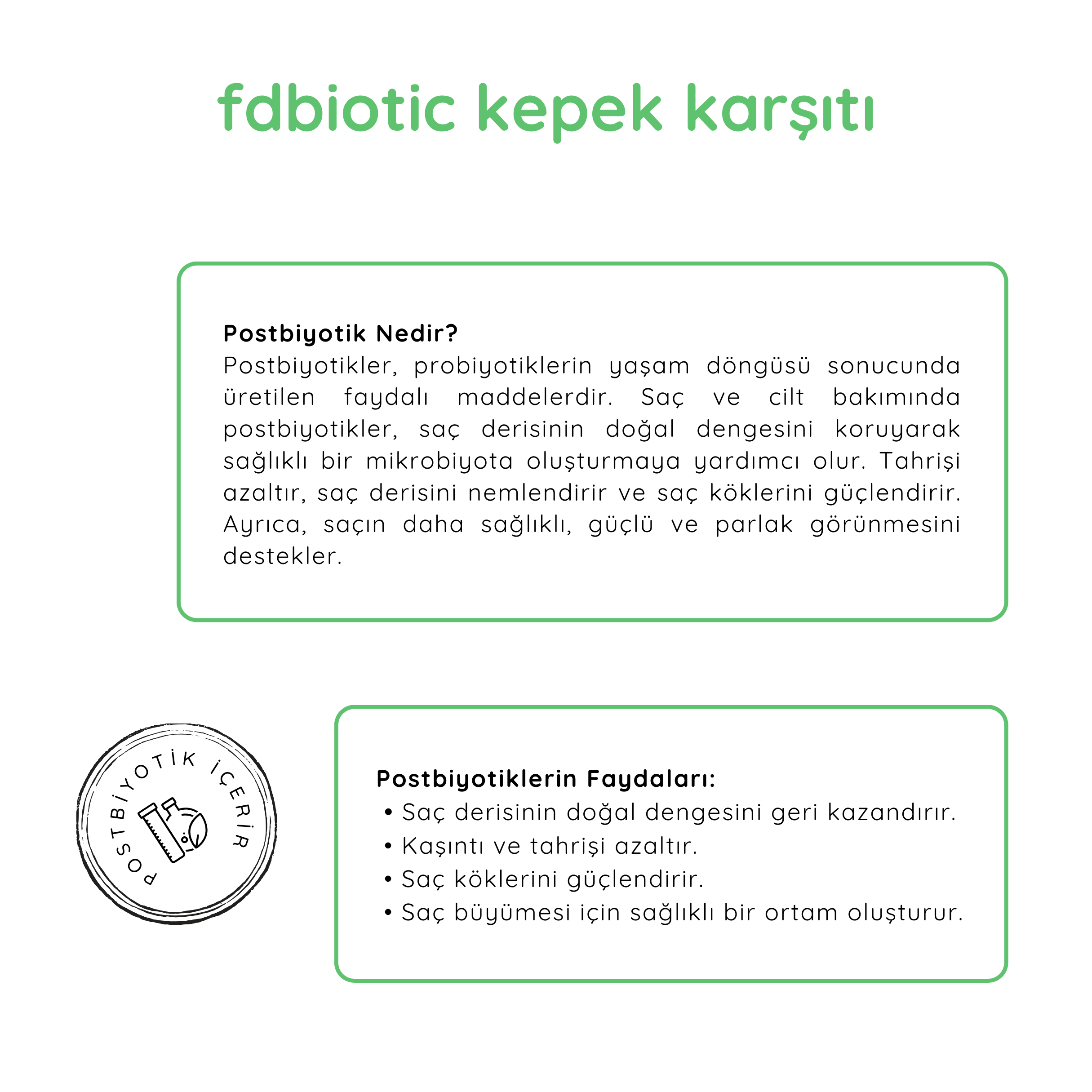 FDBiotics Postbiyotikli Kepek Karşıtı Yatıştırıcı Şampuan