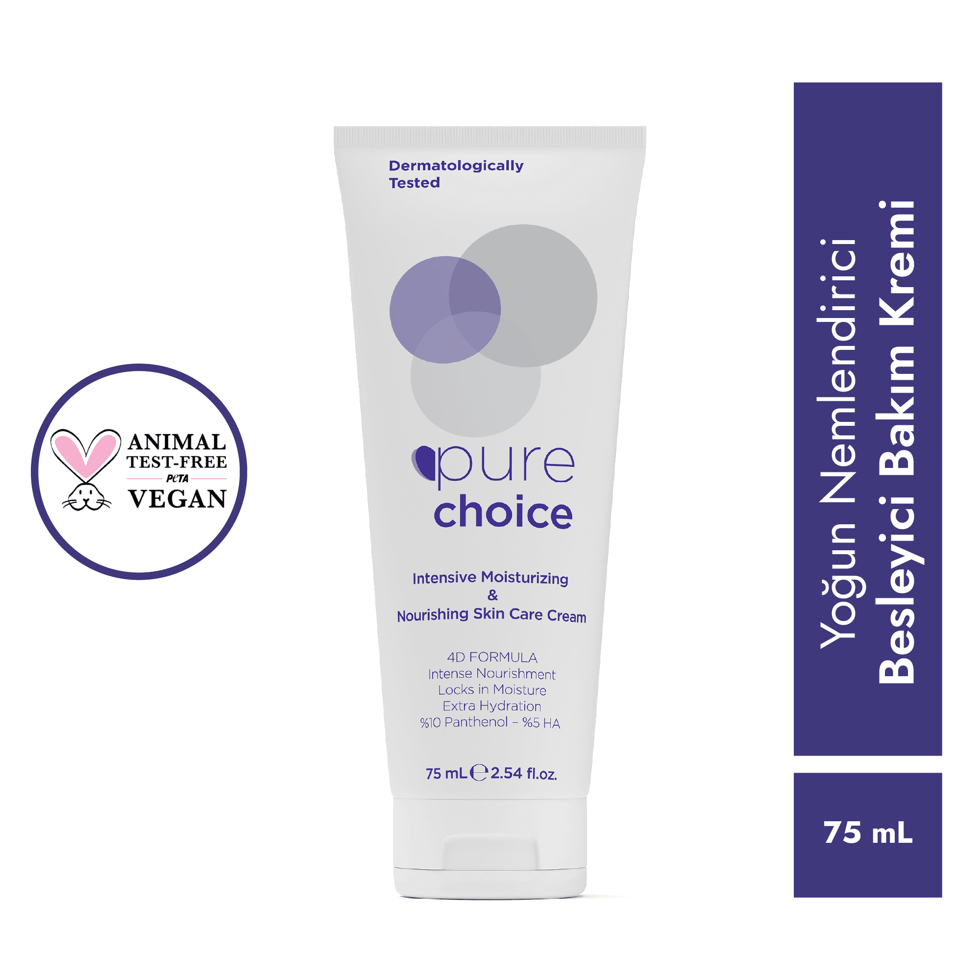 Yoğun Nemlendirici ve Besleyici Cilt Bakım Kremi - 75mL — Panthenol (Vitamin B5) + Hyalüronik Asit + 4D Formül