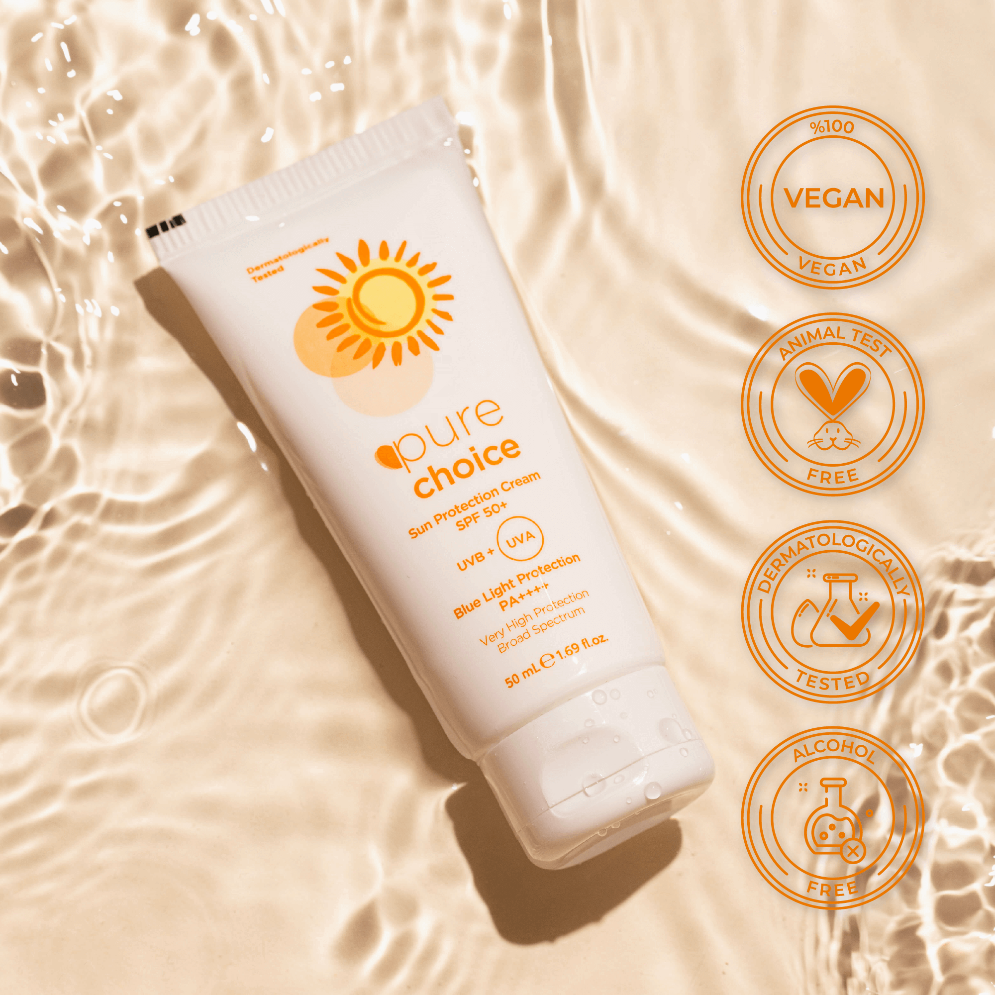 SPF 50+ Güneş Koruyucu Krem - 50 mL — Suya Dayanıklı Çok Yüksek Koruma