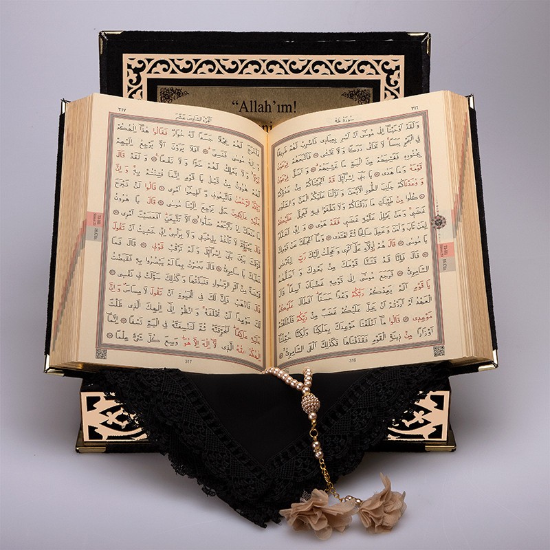Raşel Kutu Kur’an-ı Kerim Elif-Vav Kombin Set (Tesbih, Şal) 