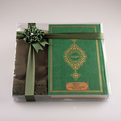 Termo Kur’an-ı Kerim 3'lü Kombin Set (Seccade, Tesbih, Şal) - Yeşil