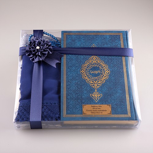 Termo Kur’an-ı Kerim 3'lü Kombin Set (Seccade, Tesbih, Şal) - Lacivert