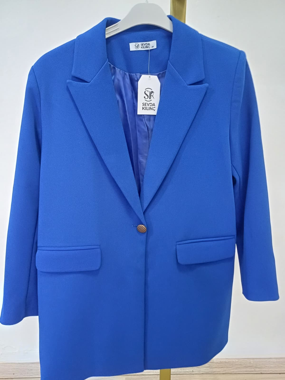 Büyük  Beden Blazer Ceket - saks mavisi