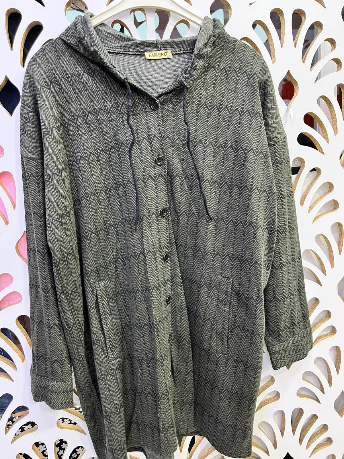 Büyük Beden Etnik Desenli Hırka 