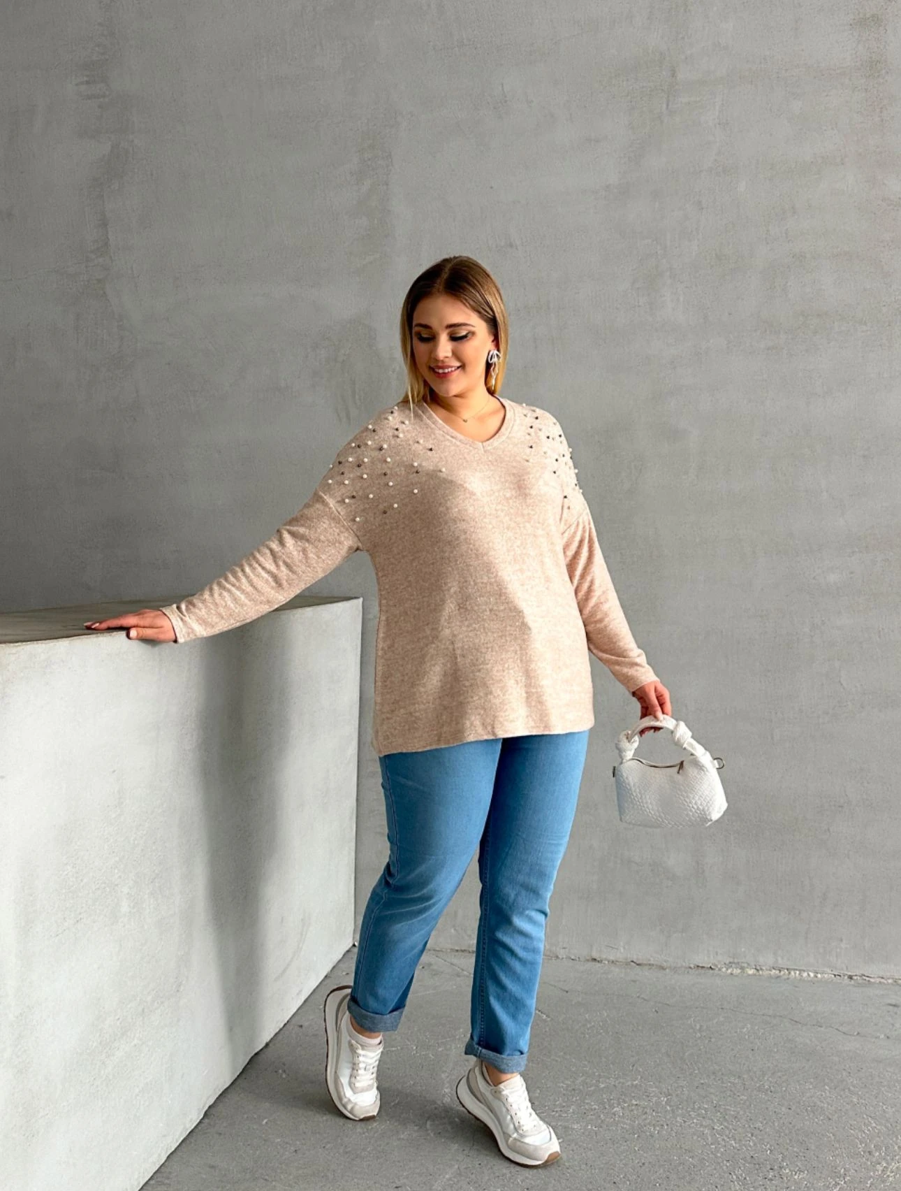 İnci İşlemeli Kazak