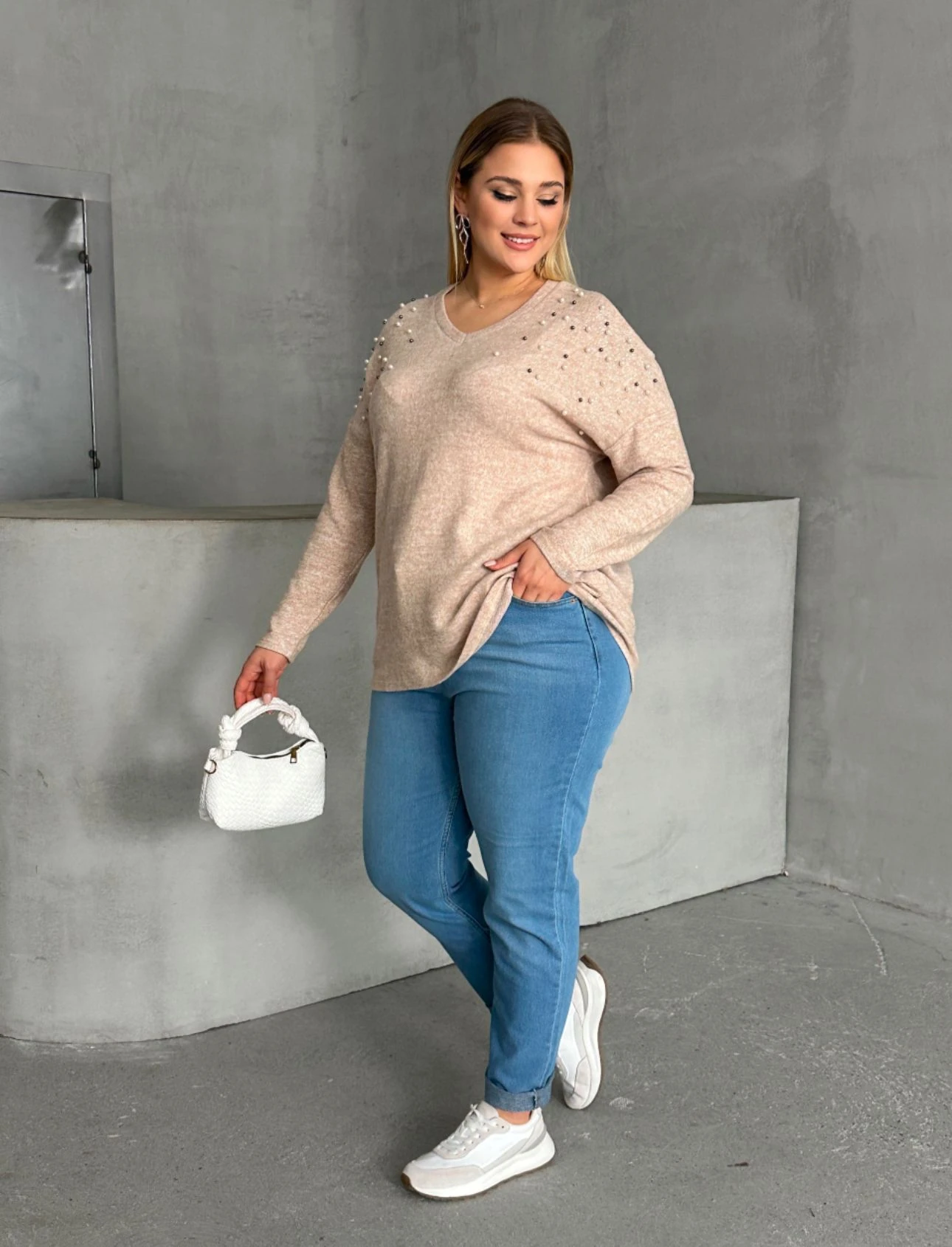 İnci İşlemeli Kazak