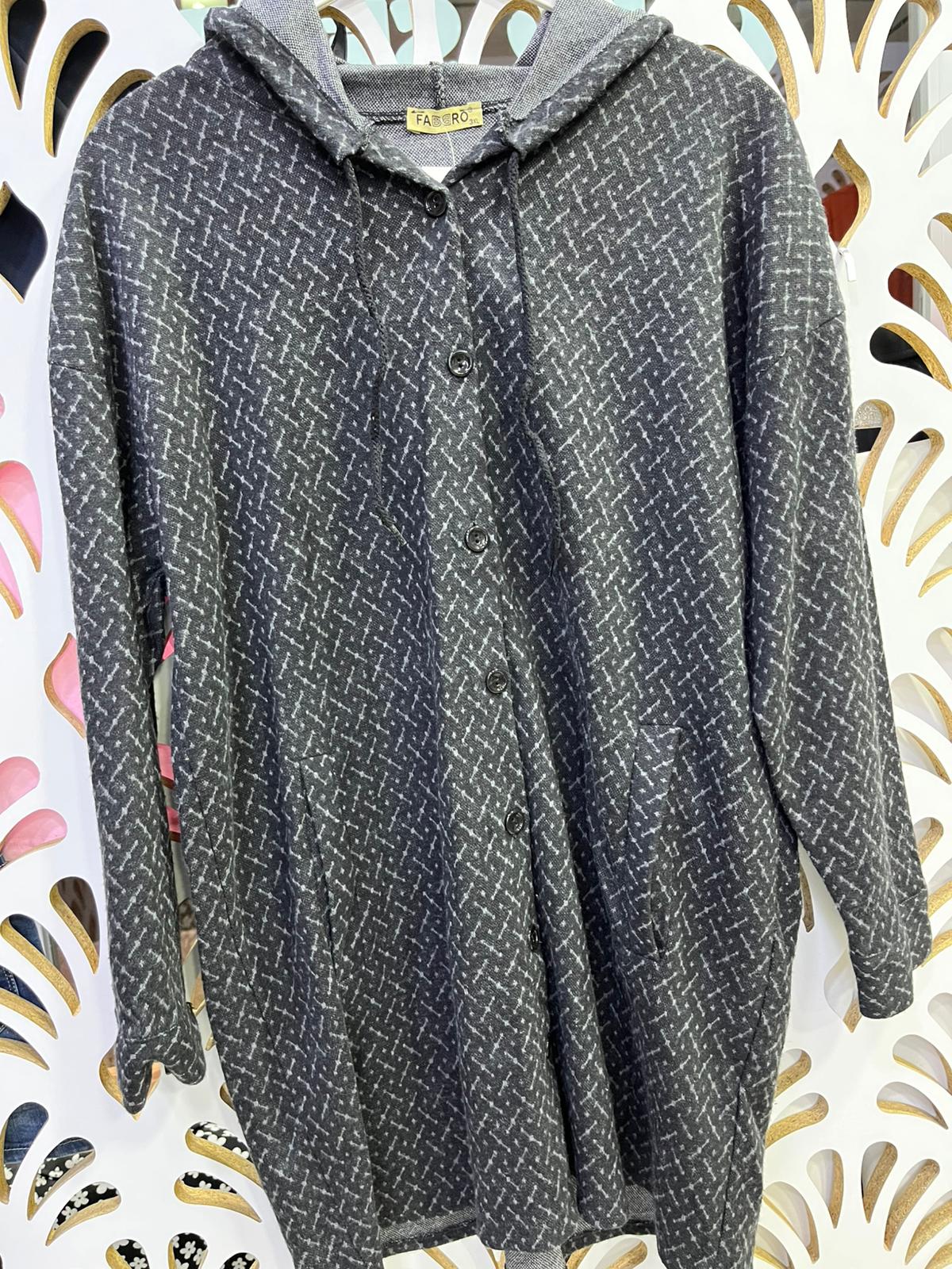 Büyük Beden Etnik Desenli Benekli Oduncu Hırka 