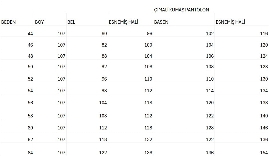 Büyük Beden Çımalı Krep Kumaş Pantalon