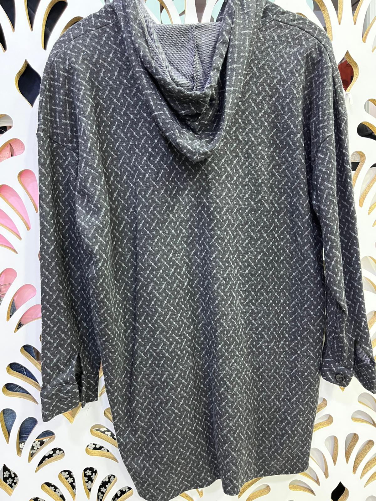 Büyük Beden Etnik Desenli Benekli Oduncu Hırka 