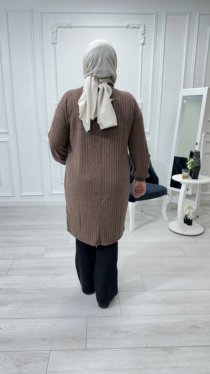 Büyük Beden Kaşkorse Kahverengi Tunik